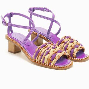 Ulla Johnson Ilana Woven Midi Heel in Ametrine Size 38 NEW